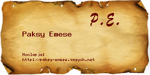 Paksy Emese névjegykártya